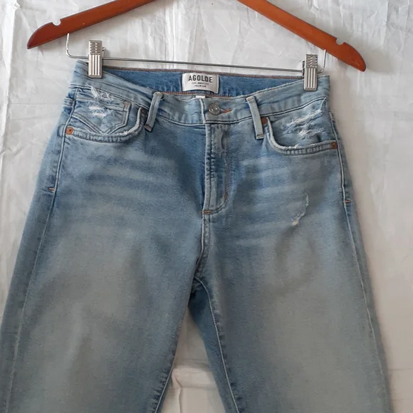 AGOLDE  distressed blue jeans size 26 - Picture 6 of 16